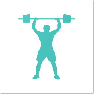 Bodybuiling Weightlifter In Blue Posters and Art